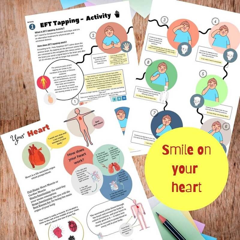 EFT tapping activity for kids: smile on your heart
